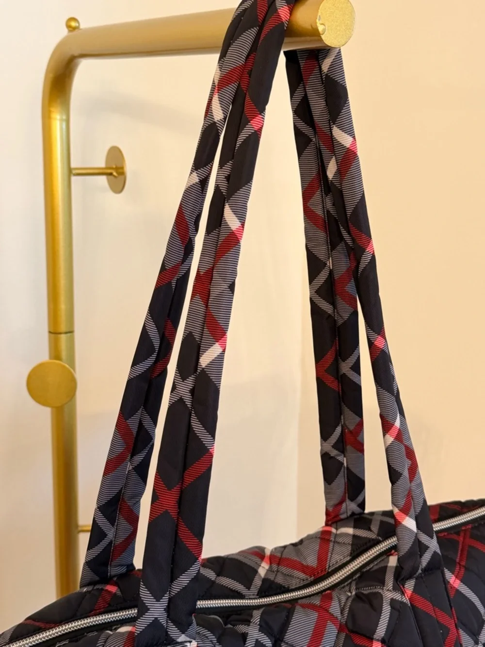 Vera Bradley Quilted Plaid Diaper Tote Bag - Black, Red & White Crossbody - Picture 7 of 13